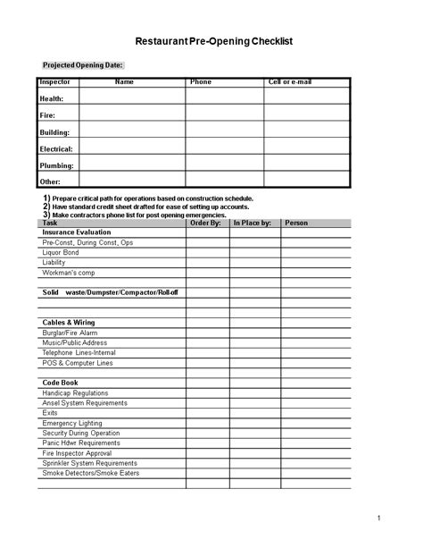 Restaurant Inventory Checklist Templates At Allbusinesstemplates Com