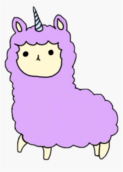 Art Sticker Kawaii Unicorn Llama Cute Awesome Hd Png Download