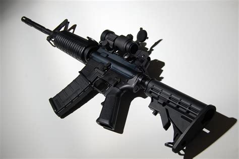 Ar 15 Assault Rifle Assault Rifle Machine Weapon Background Hd Wallpaper