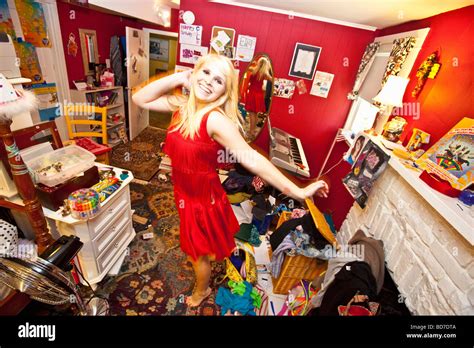 Teen Girl In Messy Room Stock Photo Alamy