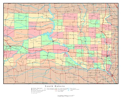 South Dakota County Map With Towns