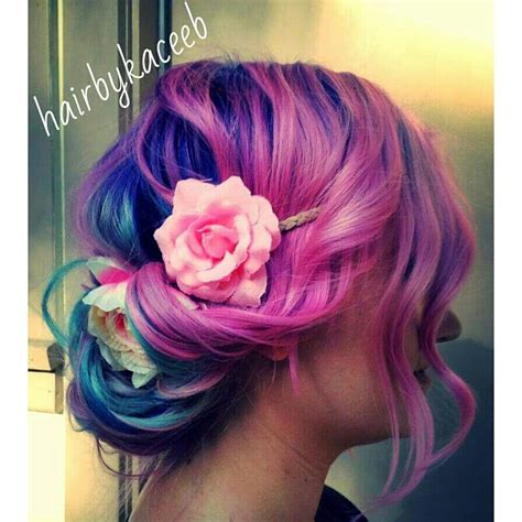 Quick Updo Flower Headband Pink Hair Blue Hair Festival Hair Hair