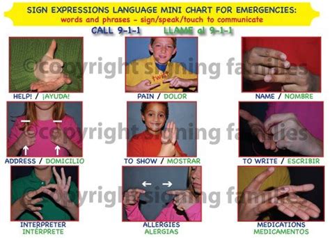 Sign Language For Emergency Situations Mini Chart Asl English