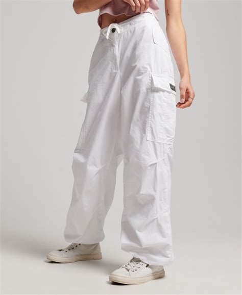 Womens Baggy Parachute Pants In Optic Superdry Ie