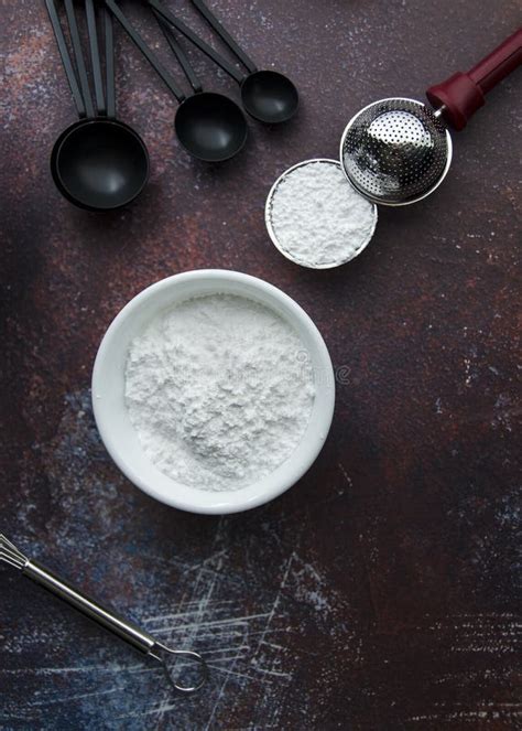 Powdered Sugar Ingredients On Concrete Stock Image Image Of