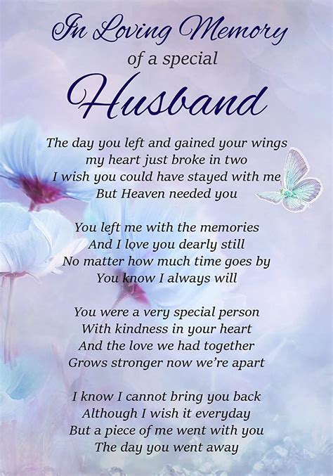 In Loving Memory Of A Special Husband Memorial Graveside Funeral Poem