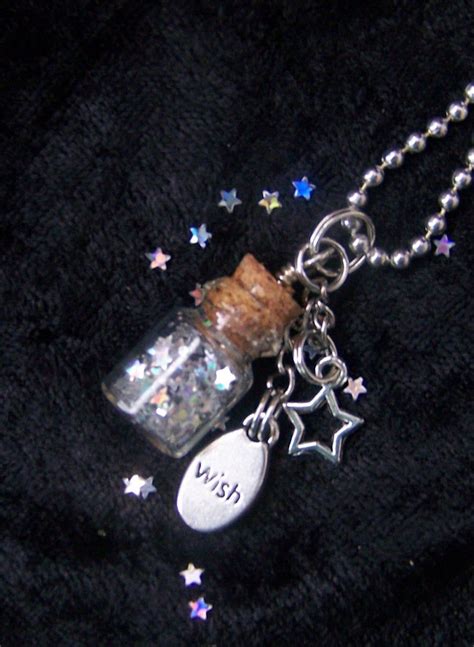 Make A Wish Tiny Bottle Of Stars Charm Necklace Etsy Bottle Jewelry