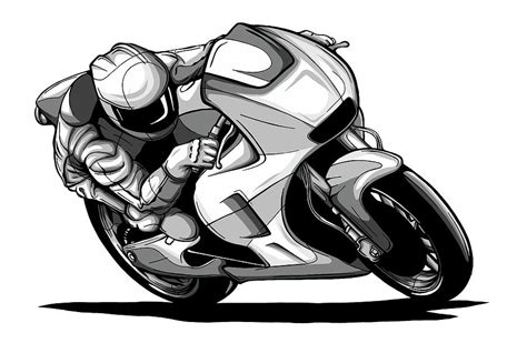 Draw Motorcycles Racers Biker Vector Illustration Design Digital Art By