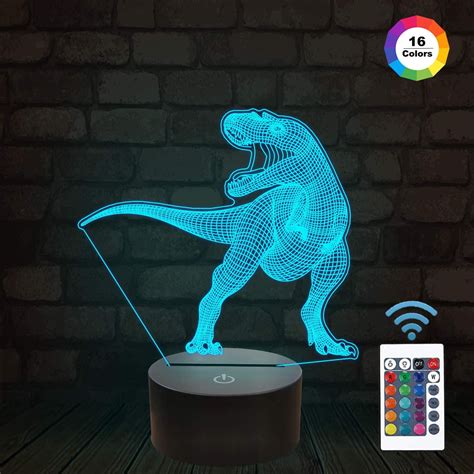 Dinosaur Lamp3d Illusion Night Light Optical Kids With 16 Colors