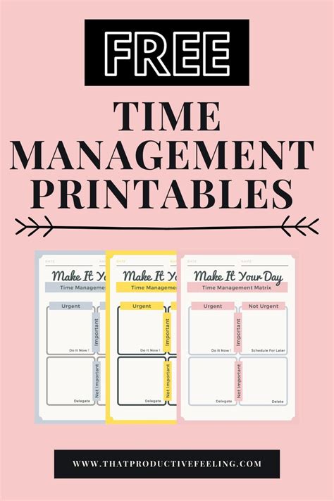 Free Time Management Printables Time Management Printable Time