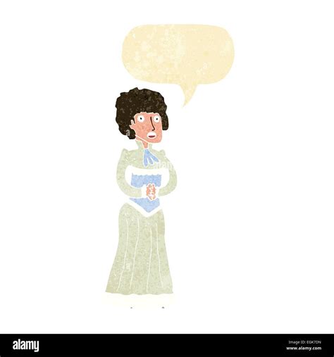 Cartoon Shocked Victorian Woman With Speech Bubble Stock Vector Image