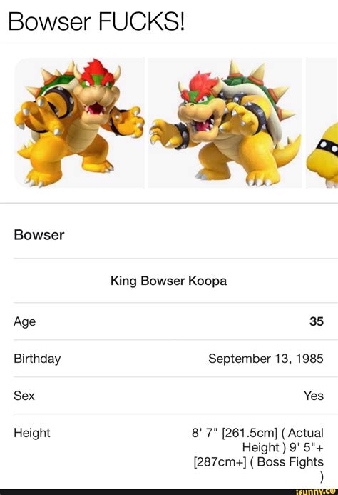 Bowser Fucks Bowser Age Birthday Sex Height King Bowser Koopa 35