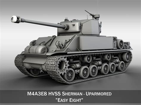 M4a3e8 Hvss Sherman Uparmored 3d Model
