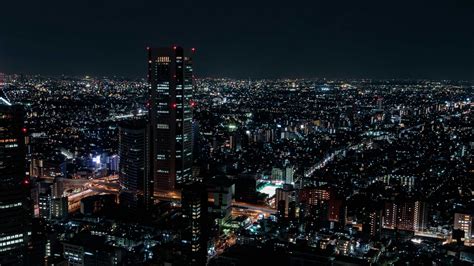 Download Wallpaper 2560x1440 Night City Aerial View City Lights