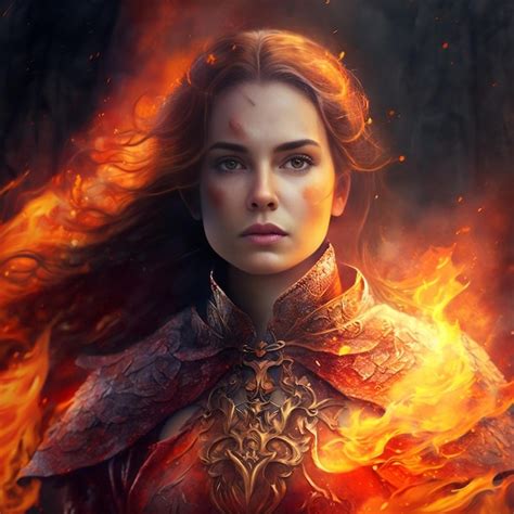 premium ai image a woman with a fire on her face