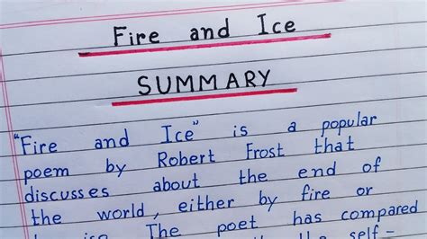 Summary Of The Poem Fire And Ice Youtube