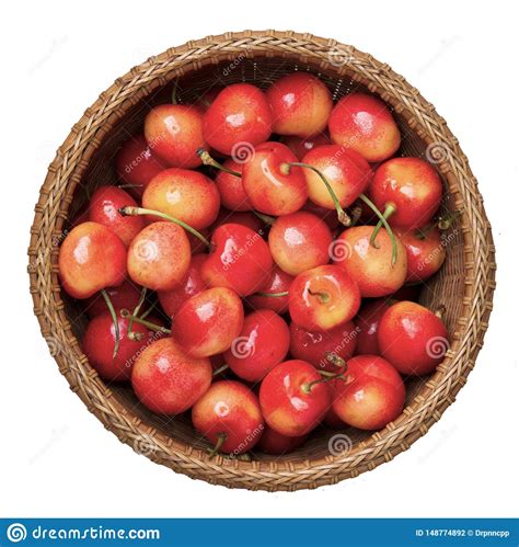 Red Cherries Fruit In Basket Stock Photo Image Of Texture Basket