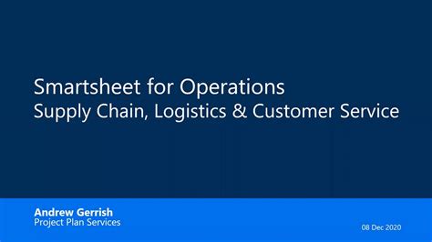 Smartsheet For Operations Supply Chain Logistics And Customer Service