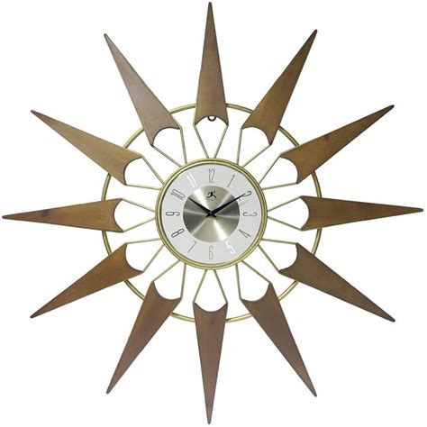Gold Wall Clock Retro Mid Century Starburst Alarm Clock Oversized Mid