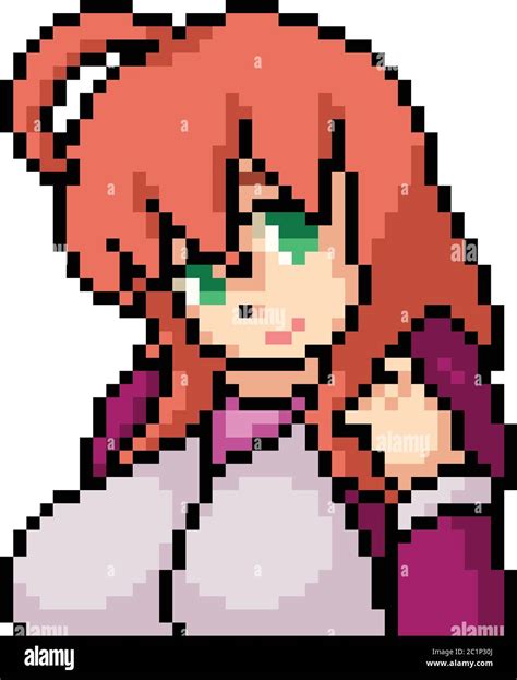 Vector Pixel Art Anime Girl Isolated Cartoon Stock Vector Image Art