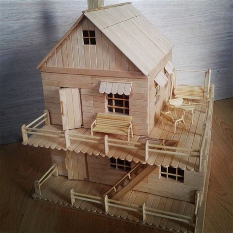 Glue these at the corners. Popsicle Stick Model House Plans