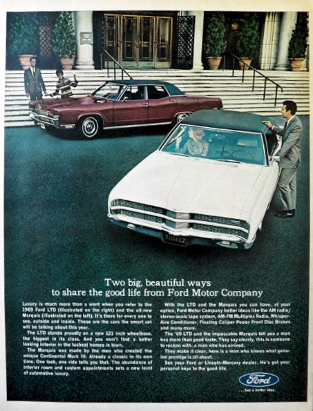 1969 Ford Ltd And Ford Marquis Ad Vintage Ford Ads