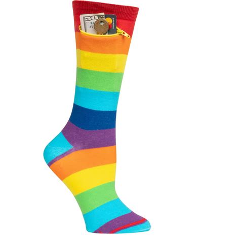 Pocket Socks Womens Pocket Socks Rainbow Crew Soft Cotton With