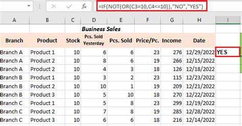 Not Function In Excel With Formula And Useful Examples