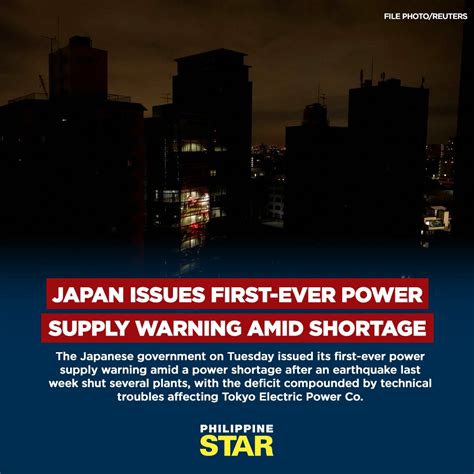 The Philippine Star On Twitter Reuters Coinciding With The Supply Warning Tepco Said On