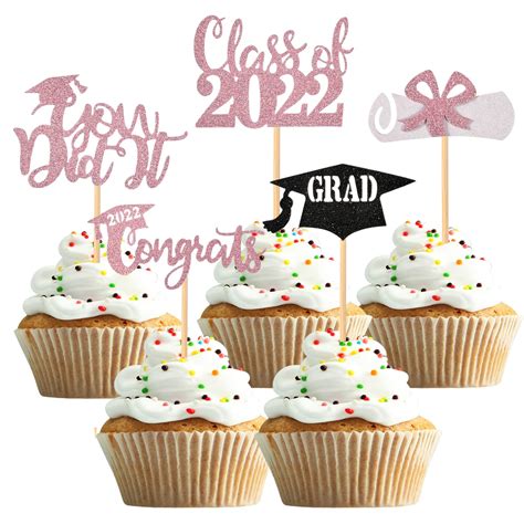 Buy 40pcs 2022 Graduation Cupcake Toppers Glitter Class Of 2022