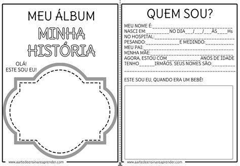 Álbum Minha História Projeto Identidade Educação Infantil Projeto