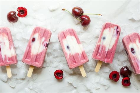 Food Fruit Cherry Pink Popsicle With Pink Popsicle With Cherries On Ice Cherry Popsicles