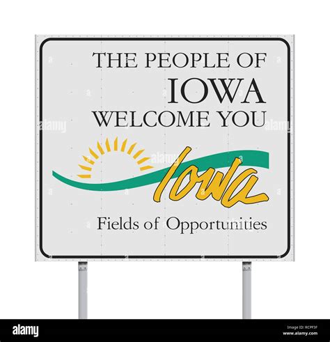 Vector Illustration Of The Welcome To Iowa Road Sign Stock Vector Image