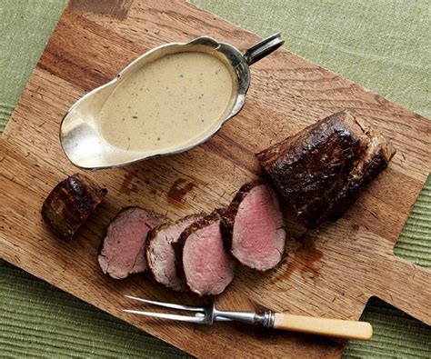 The long tubular beef tenderloin tapers from a thick end to a thin end. Sear-Roasted Beef Tenderloin with Cognac-Peppercorn Cream ...