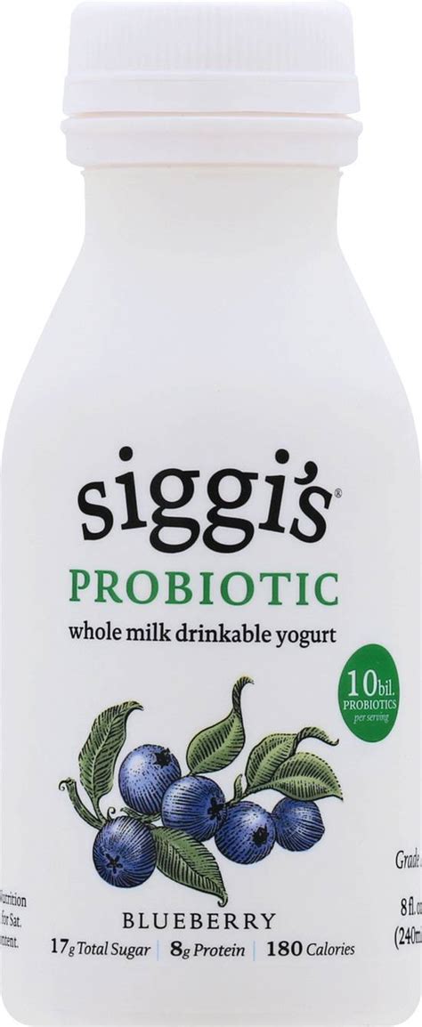 Siggis Probiotic Whole Milk Blueberry Drinkable Yogurt 8 Fl Oz