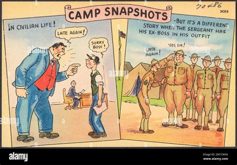 Camp Snapshots In Civilian Life But It S A Different Story When The Sergeant Has His Ex Boss