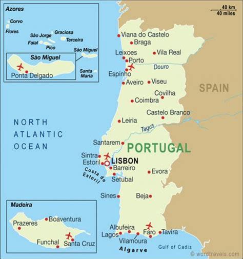 Portugal karte | karte von portugal. Flughäfen Portugal Karte
