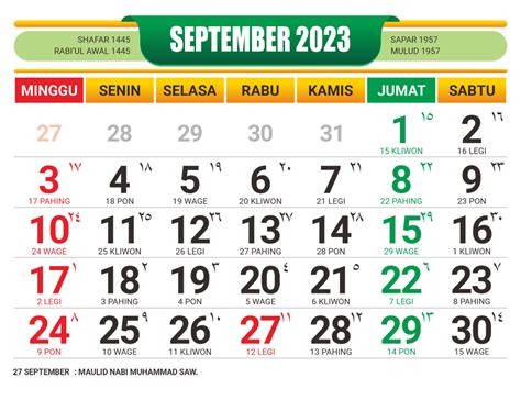 Kalender Jawa September 2023