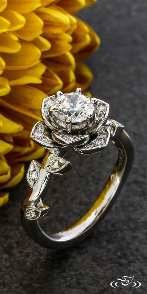Rose Engagement Ring GreenLakeJewelry Wedding Rings Unique Wedding Rings Vintage Rose