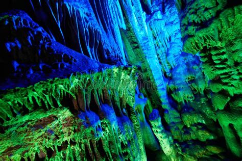 Stalactites Of Reed Flute Caves In Guilin China Stock Image Image Of