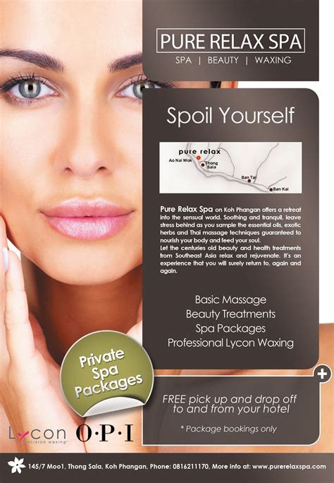 Koh Phangan Spa Pure Relax Spa Advertising Spa Brochure Spa Promo