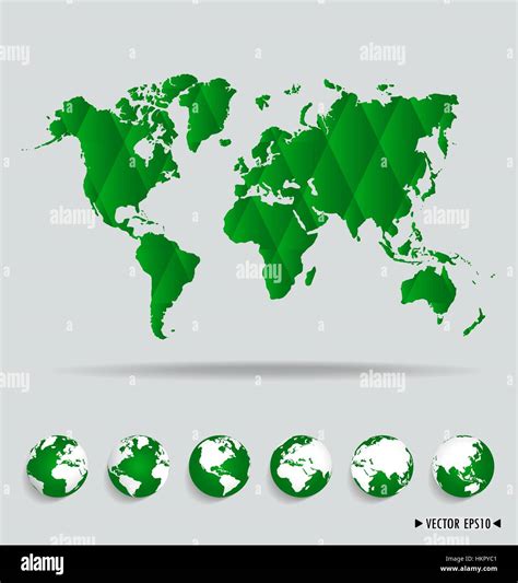 Mappa Del Mondo E Globi Di Terra Illustrazione Vettoriale Immagine E