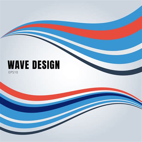 Abstract Blue And Red Color Smooth Waves Design On White Background