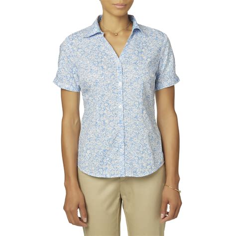 Basic Editions Womens Camp Shirt Floral Kmart