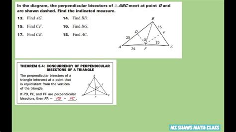 concurrency of perpendicular angle bisector find each measure when bisectors meet a point youtube
