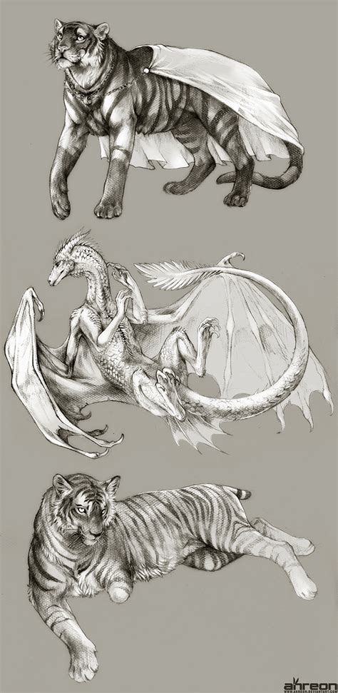 Sketch Commissions Tiger Dragon By Akreon On Deviantart