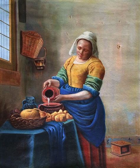 Vermeer also had an eye for how light by. The Milkmaid - Johannes Vermeer - Oil Reproduction ...