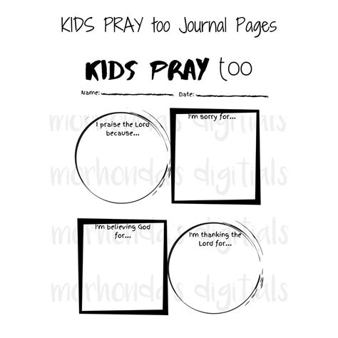 Printable Kids Prayer Journal Pages Bible Prints Kid Etsy