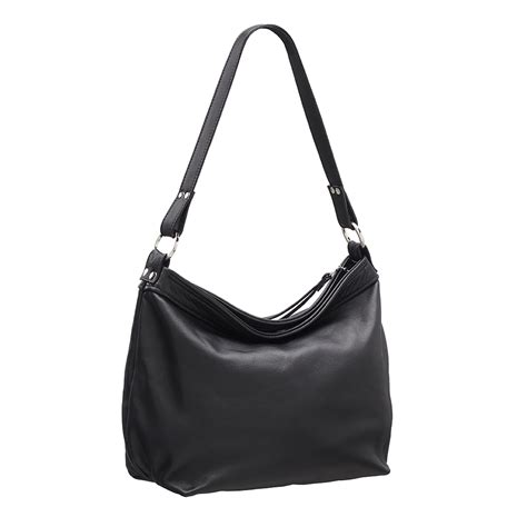 Medium Black Leather Hobo Bag Slouchy Shoulder Purse Laroll Bags