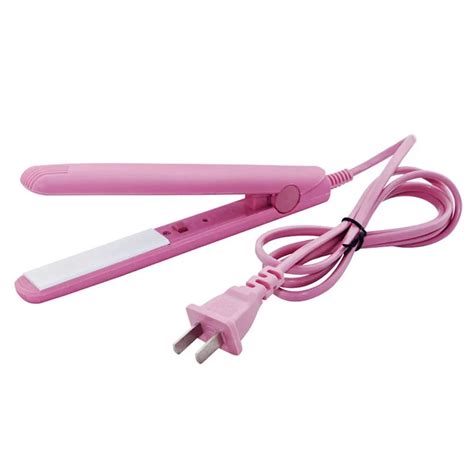 Electric Ceramic Flat Iron And Curler Travel Mini Pink Hair